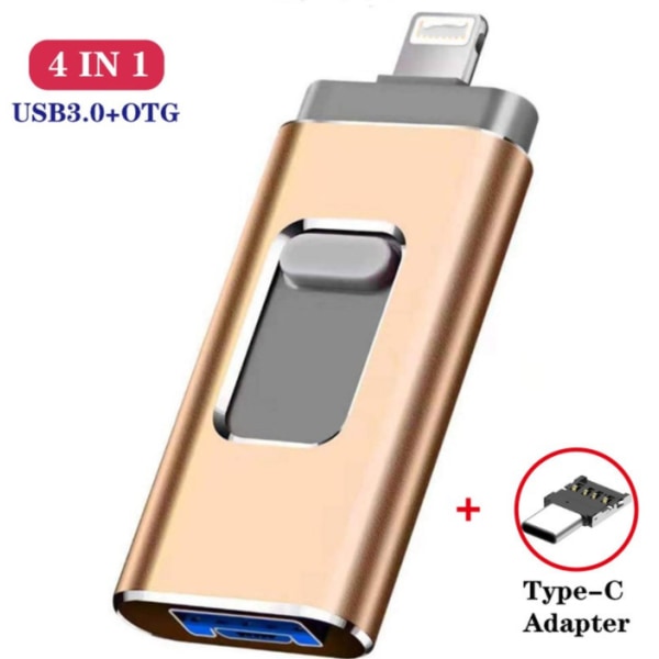 Mobilt höghastighetsminne, reklamdatorsystem fordonsmonterat USB -minne (guld, USB2.0 32G),