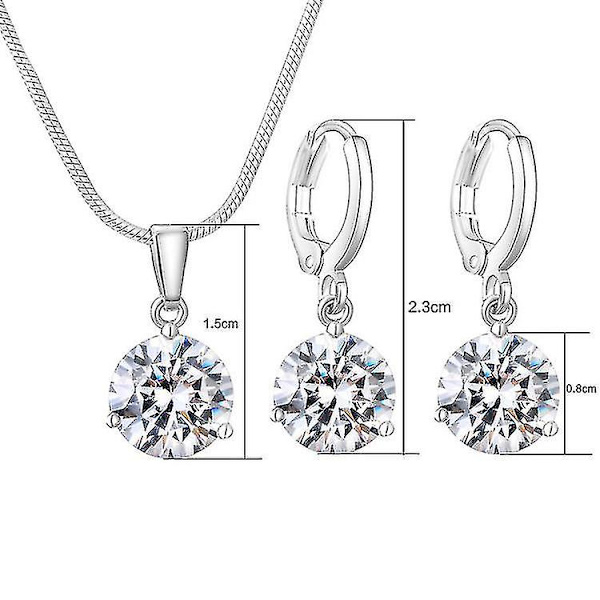 Smyckesset Vattendroppe Silver AAA Zirkon Halsband Örhängen För Bröllop
