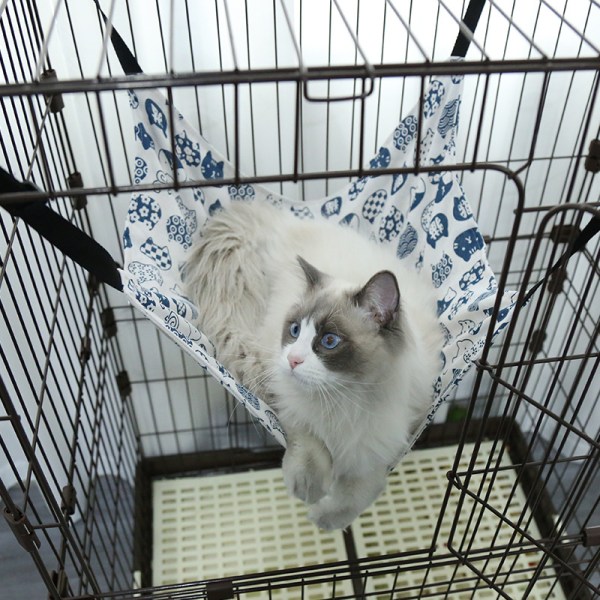 Eläinhuonekalujen kangas ja samettia riippuva kissan riippumatto talvisininen alpakka M