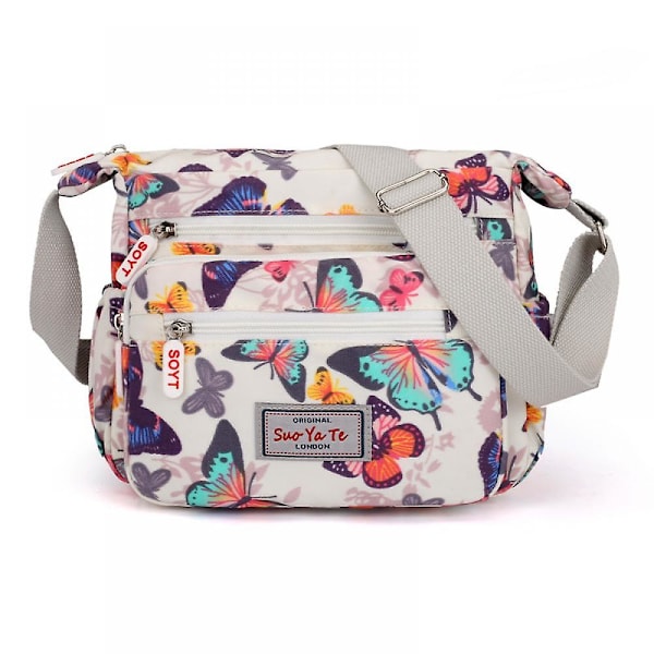Afslappet nylon blomster skuldertaske til kvinder crossbody taske messenger tasker rejse håndtasker med justerbar rem vandtæt A916-342 A