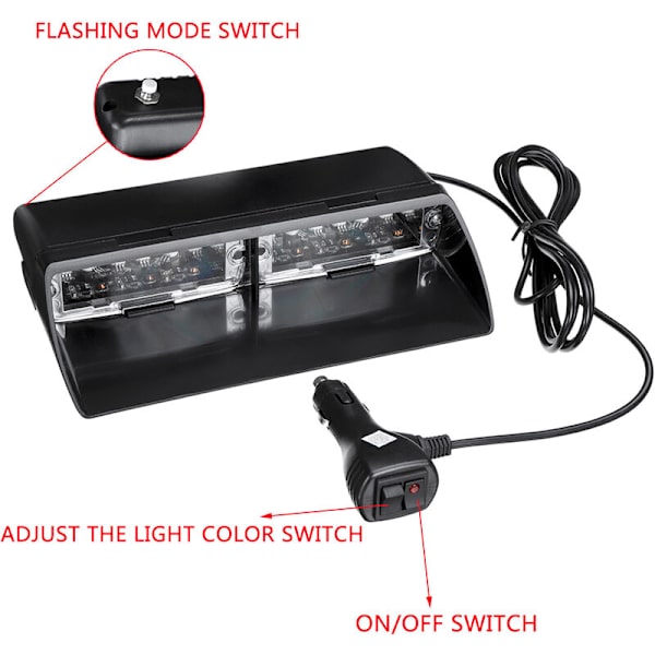 Bilhenger Lys Tårn Blink 12LED 12V 36W 18 Blink Moduser Vindus 22 x 8 x 4.5cm