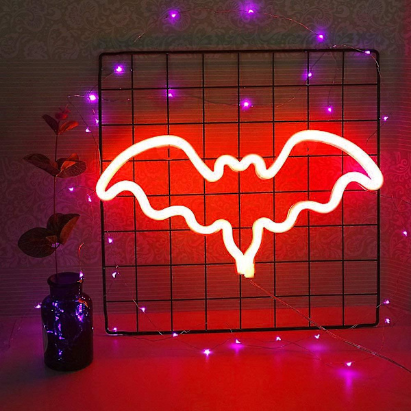 LED-nattlampa i fladdermusform (röd)