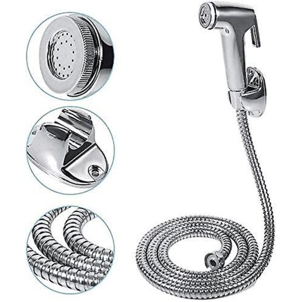 Bidet Handdusch, Bidetmunstycke i Rostfritt Stål, Handhållen Bidet Dusch Toalettmunstycke Med Väggmontering VVS Toalett Bidet Spray Gun