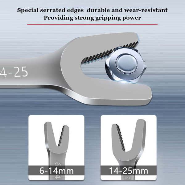6-25mm Multifunktionel Dobbelt-Endet Y-Nøgle, V-Åbning