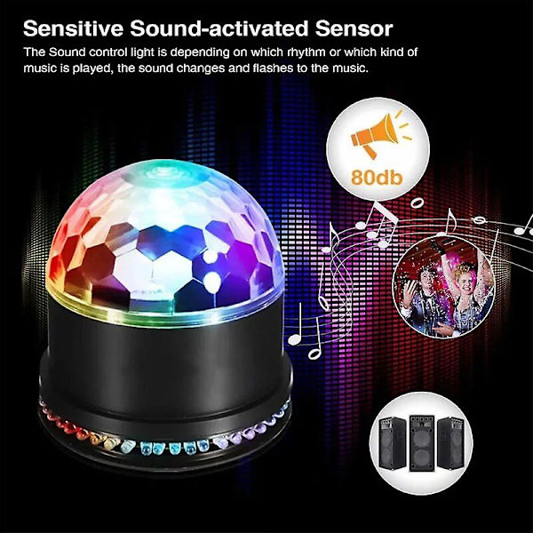 LED Discokule 51 LEDer 12W 7 Farger Discolampe Partylys RGB Lyseffekt Scene Belysning Partylys Dekorasjon [Energiklasse A]