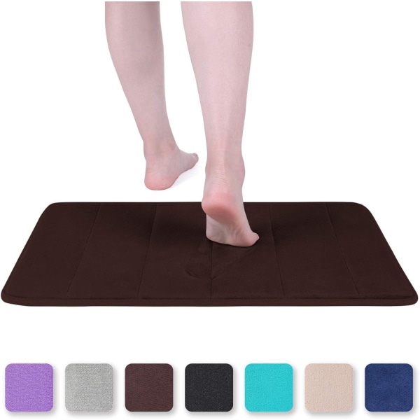 Kylpyhuoneen matto liukastumaton imukykyinen kylpyhuoneen matto pestävä kylpyhuoneen matto - 50 x 90 cm (ruskea)