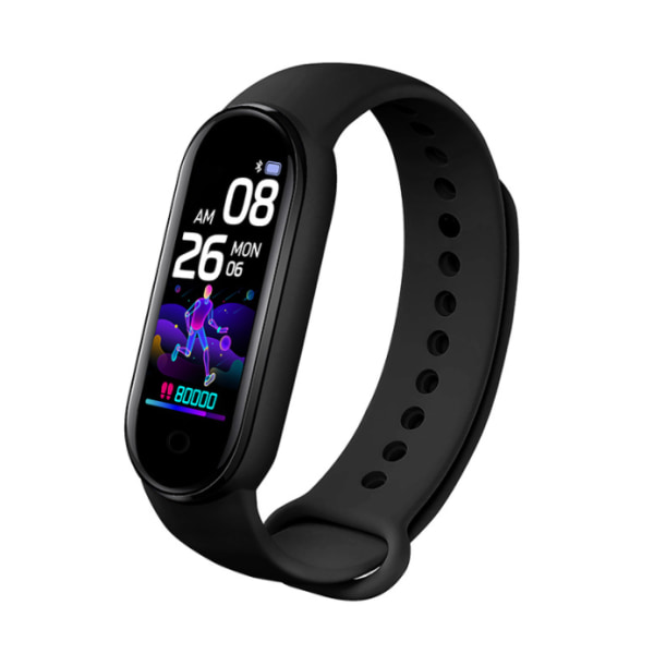 Smart Bluetooth armband, träning, hjärtfrekvens, blodsyre, blodtryck, stegräknare, sömnhälsoövervakning (svart),
