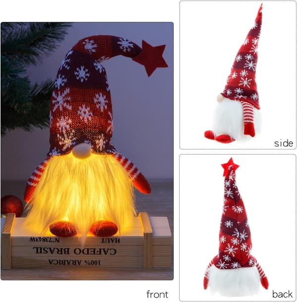 2 stk. GNOME Juledekorasjon med LED-lys 30 cm høy