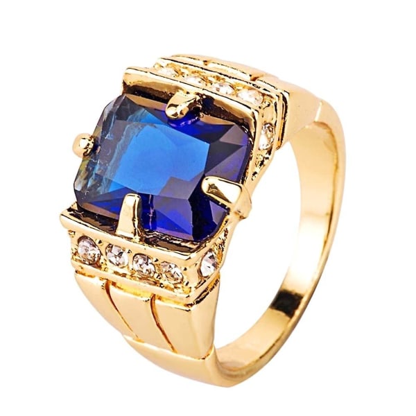 Lyx Män Square Cubic Zirconia Rhinestone Finger Ring Bröllop Smycken Present Blue US 7