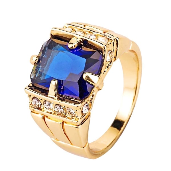 Lyxig Herrar Kvadratisk Kubisk Zirkonia Rhinestone Finger Ring Bröllops Smycken Present Blue US 11