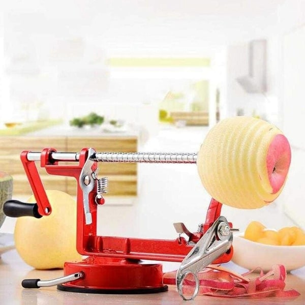 Stainless Steel Multi-Function Manual Apple Peeler, Turn the Handle to Remove Core from Apples, Peel and Thinly Slice in