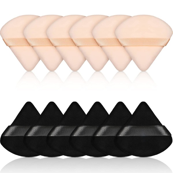 12 Pieces Powder Puff Face Triangle Makeup Puff For Loose Powder Soft Body Cosmetic Foundation Sponge Mineral Powder Wet Dry Makeup Tool