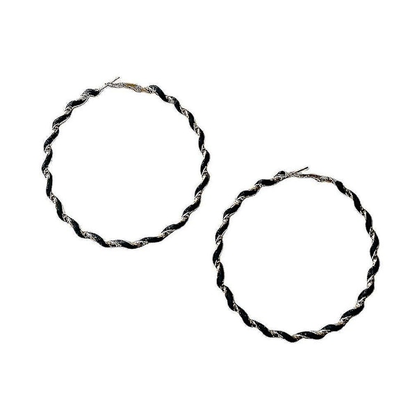 Øreringe Geometri Rund Ring Spiral Vindende Sort Linje Twist Legering Smykker Til Bold