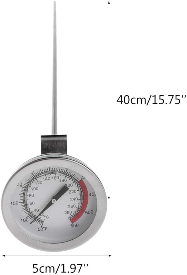 1 stk. 40 cm frituretermometer i rustfrit stål til olie