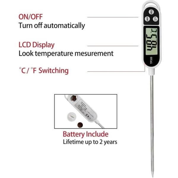 Madtermometer Elektronisk Probe Køkken Grilltermometer 5 Sekunder LCD-skærm
