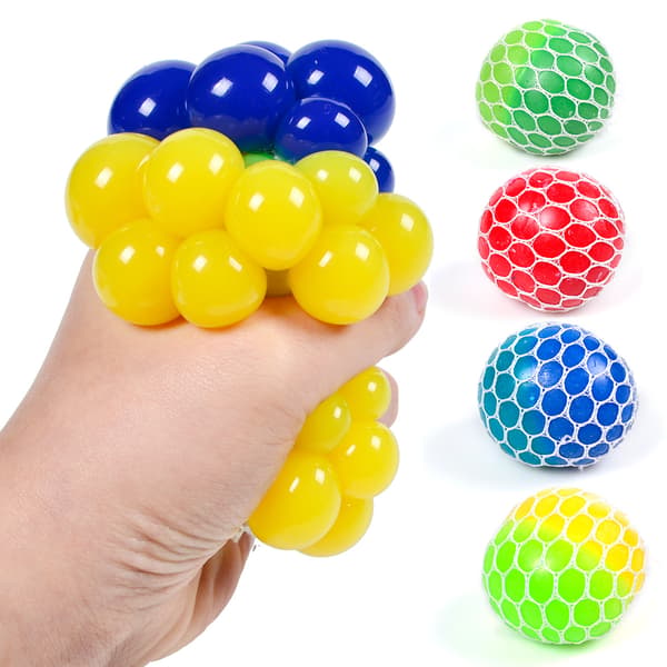 Sæt med 1 stressbolde, farverige stressboldnet til børn