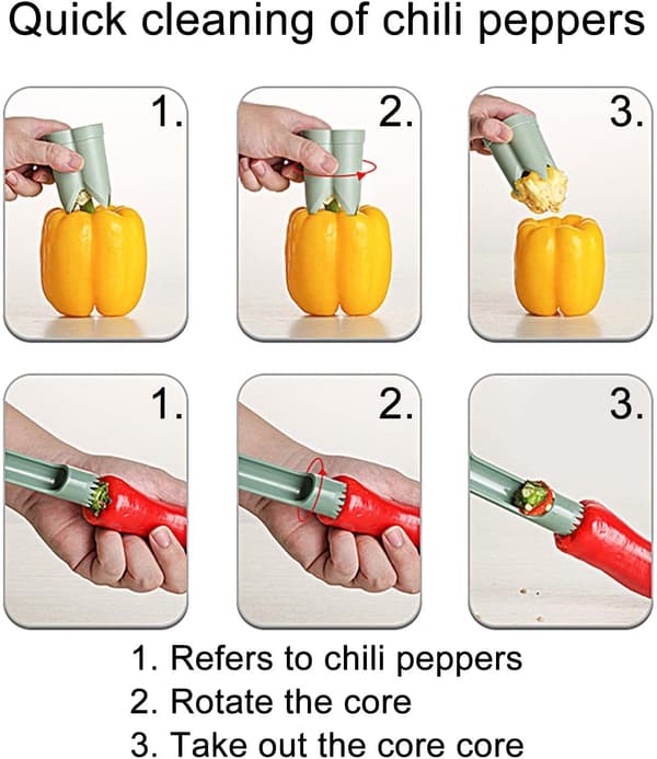 1 stk. (Grøn) Peberfrøfjerner Peber Chili Kernefjerner Frø