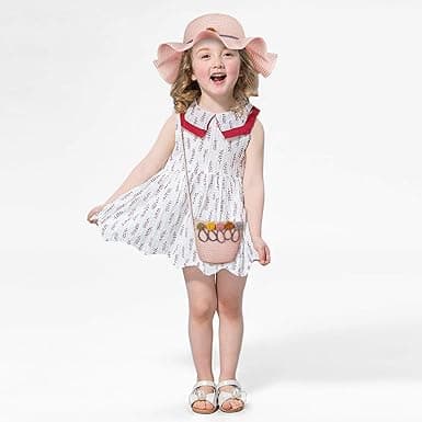 Solhatt for jenter 3-7 år gamle barn Sommerhatter i strå og liten