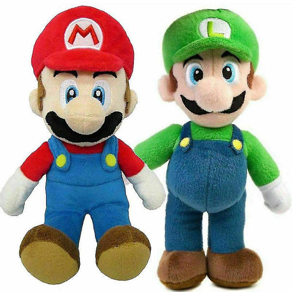 25cm Super Mario Bros Plyschdocka Mario Luigi Mjuk Leksak A red green