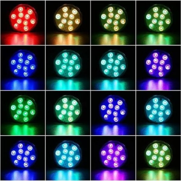 Dekorativa Färgglada Landskapslampor Vattentäta LED-belysningsset med 4 stycken Nedsänkbara RGB-flerfärgade lampor med Fjärrkontroll