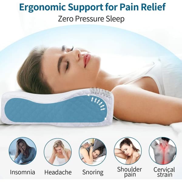 Ergonomisk Ortopædisk Pude med 1 Vaskbart Pudebetræk, Memory Foam Cervikal Pude, Sommerfugl