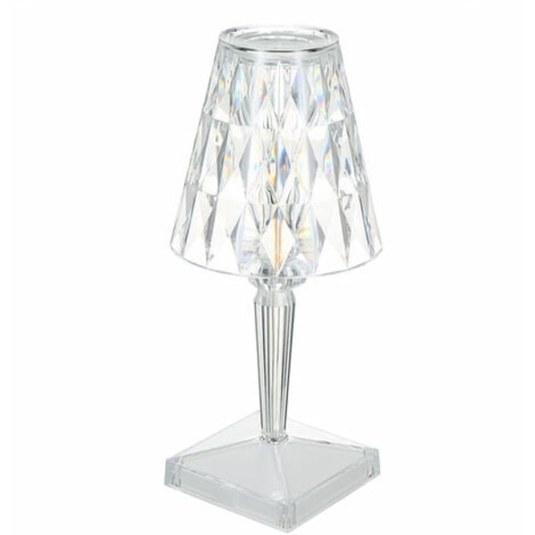 Berøringskontroll Akryl Diamant Bordlampe 3 Lysfarger med Justerbar Lysstyrke USB Oppladbar Krystall Sengelampe L
