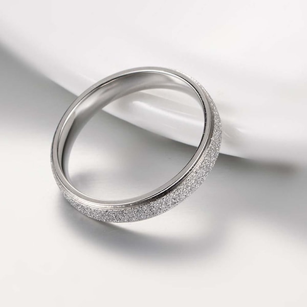 Glitter Matt Tynn Bånd Titanium Stål Finger Ring Brude Bryllup Smykker Gave Silver US 6 2mm