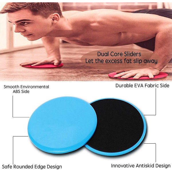 Dubbla Fitnessövnings-Core-Glidare och 5-Loop Yoga-Träningsbandsset för Ben- och Rumpabyggnad, Styrkeglidbanor Fungerar Smidigt för Träning, Core G Blue