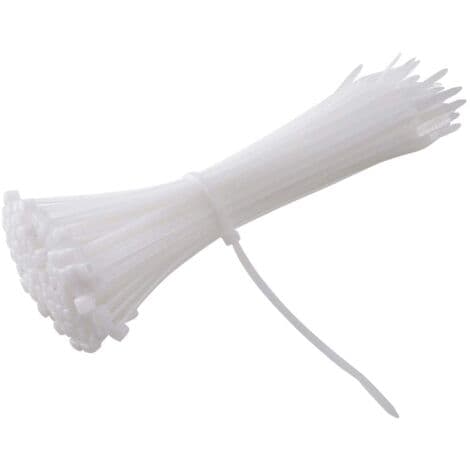 Fonepro 100 stk. kabelbindere, 200 mm x 3,6 mm, nylonkabelbindere til hjemmekontor, selvlåsende plastikkabelbindere, hvid