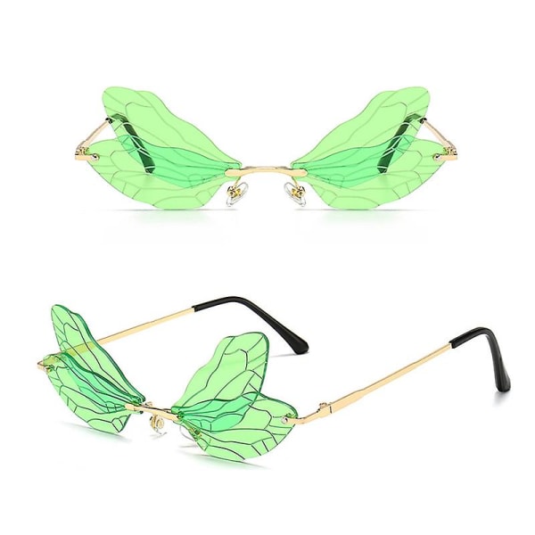 Mote Rimless Dragonfly Wing Solbriller Kvinner Vintage Klar Ocean Linse Briller Menn Rosa Gul Solbriller Shades Uv400 Green