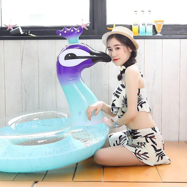 Oppustelig Float, Glitter Sequin Animal Pool Floats, Pool Oppustelige Til Børn Og Voksne Translucent Sequins Peacock