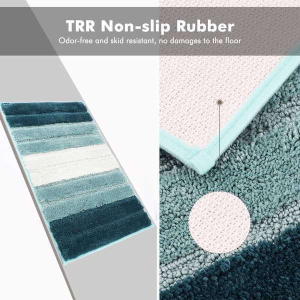 Mikrofiber bademåtte, dørmåtte blød skridsikker bademåtte, elegante stribede shaggy bademåtter til badeværelset 50x80cm - (Gradient Blå)
