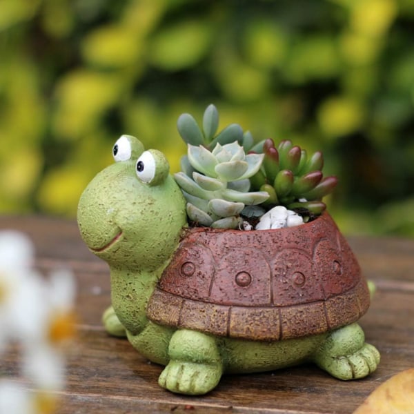 Blomkruka, tecknad sköldpadda blomkruka, suckulent vas, dekorativ blomkruka, mini suckulent kaktus blomkruka (grön),
