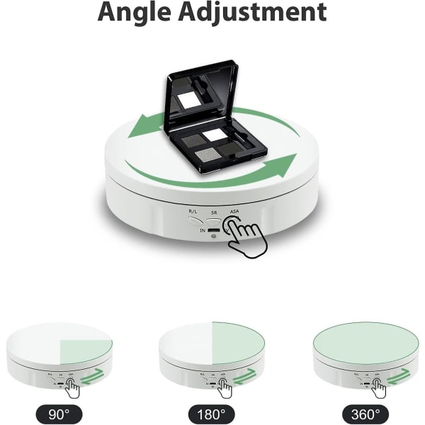 5,7 Tommers Automatisk Profesjonell Fotografering Dreieskive 360 Graders Roterende Video/Smykker/Klokkedisplay Stativ - Hvit