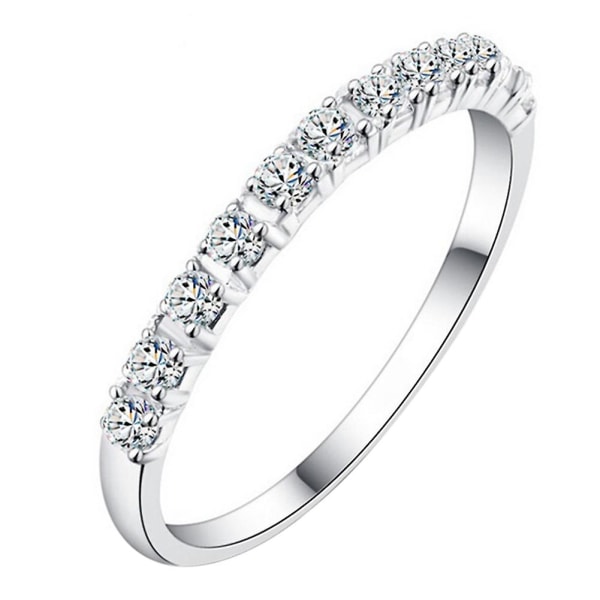 Mode Kvinder 925 Sterling Sølv Rhinestone Bryllupsforlovelsesring smykker US 5