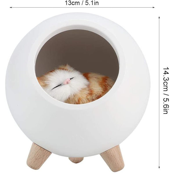 Söt katt nattlampa, sovrum USB laddning sömn nattlampa, liten husdjur LED nattlampa. -vit,