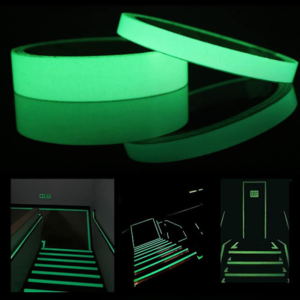 2 st Glow In The Dark Tejp - Lysande Grön Självhäftande Tejp 10m Två Rullar Glow In The Dark Tejp - Avtagbar/Vattentät/Fotoluminescent
