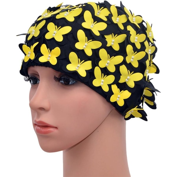 Vintage -tyylinen cap, kukkakukkien suunnittelu, retrotyyli, keltainen,