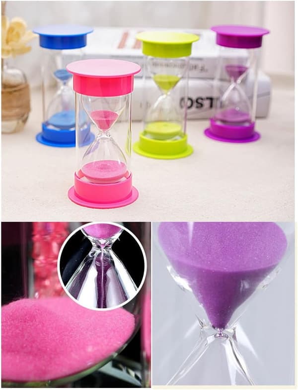 Timeglass med beskyttelse for kjøkkentimer og tid på 5 minutter 10 minutter 30 minutter (30 minutter rosa)