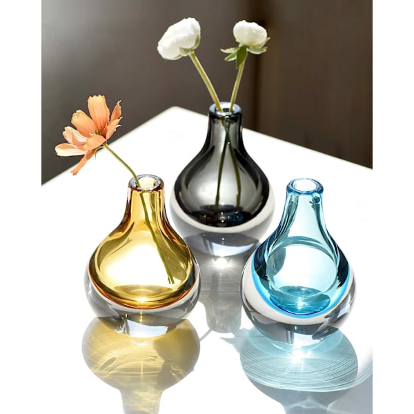 Vas hemdekoration blomma glas bröllop fest dekoration prydnader (grå, 13,5 cm)