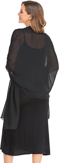 Sort Sjal og tørklæde Aften Elegant Chiffon Blød Silke Tørklæde