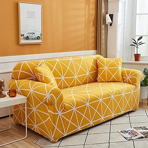 Trykt sofatrekk, elastiske sofatrekk, mønstrede trekk til toseter sofa, for 2-seters putesofa SSH (2-seter/toseter)v