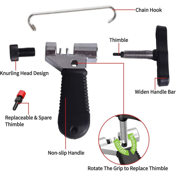 Universal Cykelkæde Reparationsværktøj, Ledtang Og Kædebrækker Og Cykelkæde Slidindikator, Ideel Til 6, 7, 8, 9, 10 Hastighedskæder.
