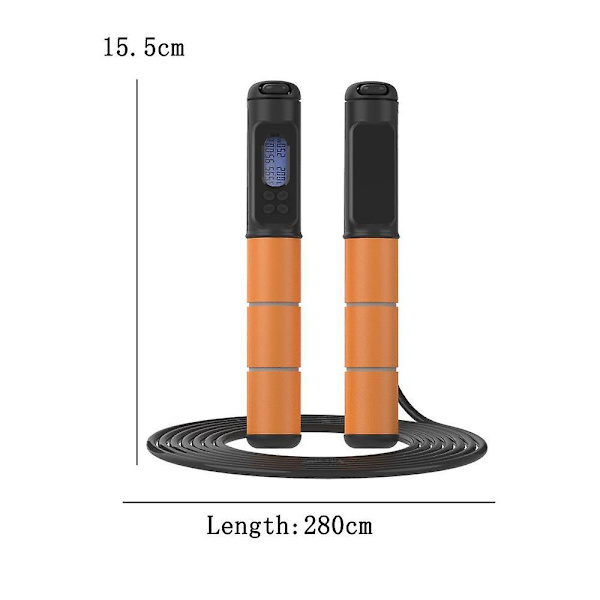 Hopprep, Justerbar Digital Räknare Hopprep För Fitness, Träning, Träning, Boxning, Gym Orange Black