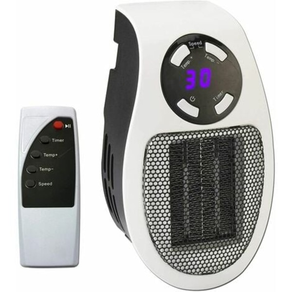 Kompakt väggmonterad värmare - Justerbar termostat - LED digital display - Tyst - Keramik - 2 hastigheter - Fjärrkontroll