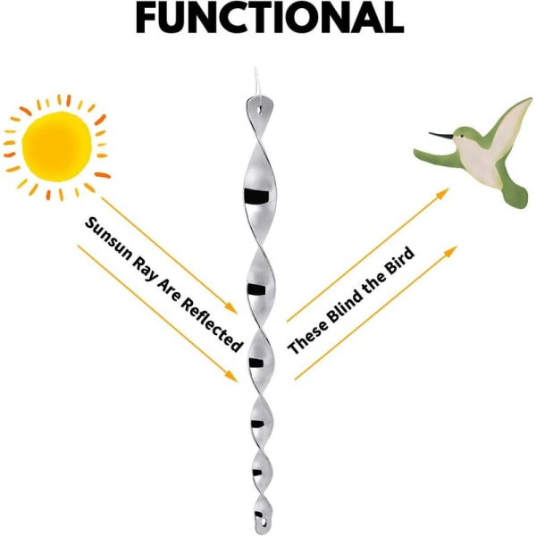 Reflekterende Spiral Fugleskremsel Hageverktøy (30 cm Sølv 12 stk)
