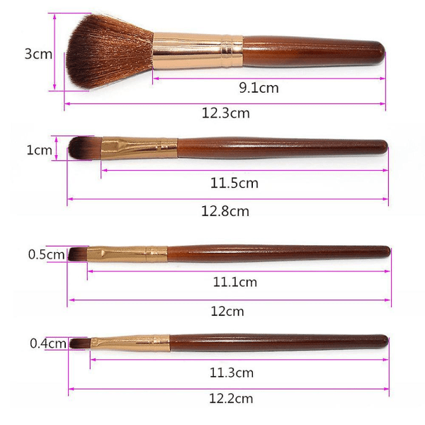 Makeup Brush Set - 4 Pensler til Begyndere