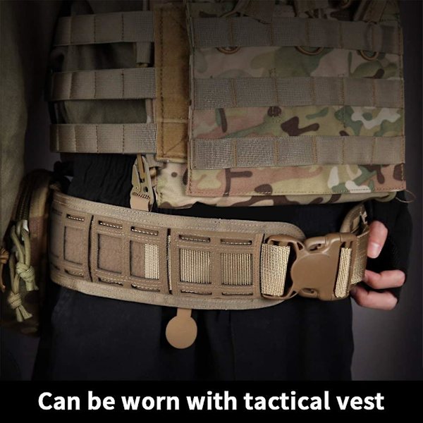Molle Militärbälte, Justerbart Taktiskt Militärbälte med Vadderad Mesh-Foder för Skytte, Paintball, Jakt, 1000D Nylon