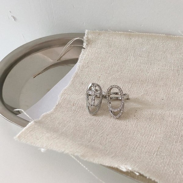 Fingertoppring för kvinnor och flickor, metall, ihålig, cool, glänsande, med kubisk zirkonia 2