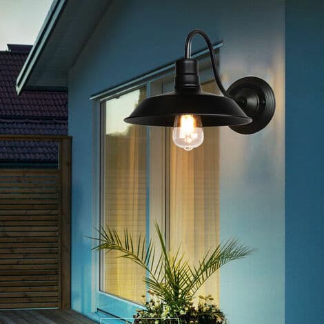 Retro industriel væglampe metalskærm E27 lampe til soveværelse stue bar sort - sort